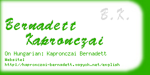 bernadett kapronczai business card